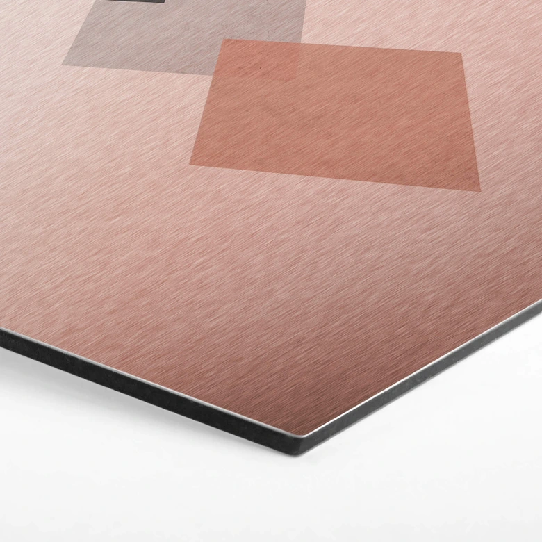Hexagon - Alu-Dibond Kupfereffekt Nouveauprints - Squares Pink 