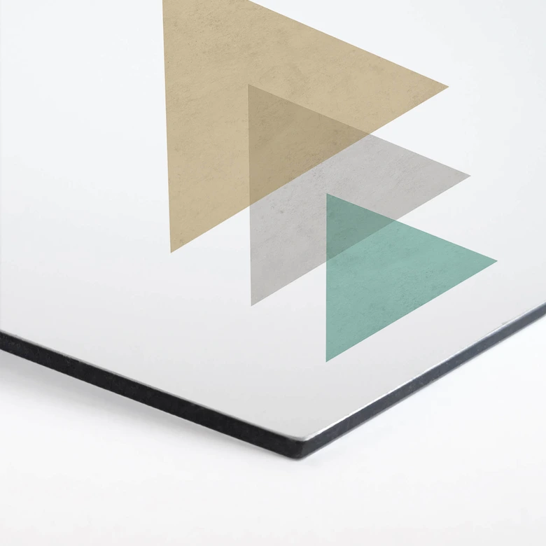 Hexagon - Alu-Dibond Nouveauprints - Triangles aqua 