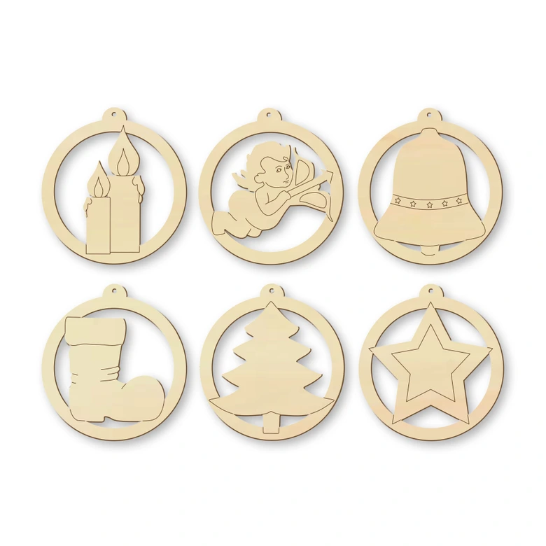 Baumschmuck Set- rund (6-teilig) mit Aufhänger 