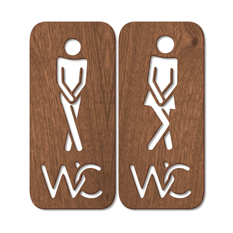 Holzkunst Mahagoni - Toilettenzeichen 02 