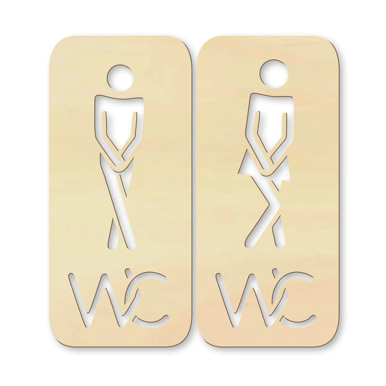 Holzkunst Pappel - Toilettenzeichen 02 