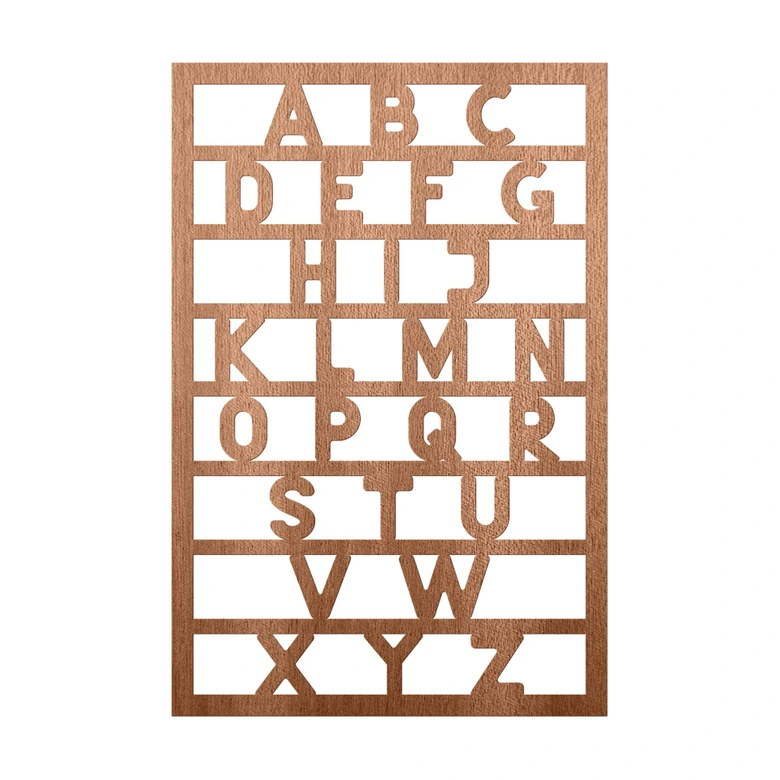 Houten Wanddecoratie Mahoniefineer Alfabet 