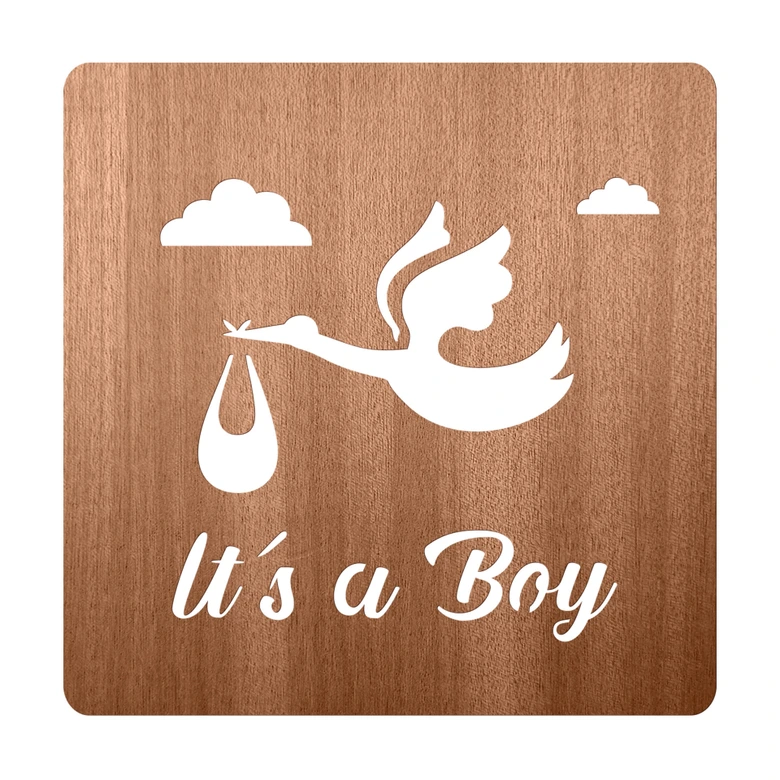 Holz-Deko Baby - It's a Boy - Mahagoni 