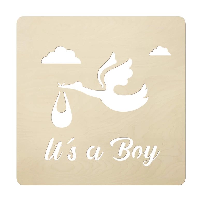 Holz-Deko Baby - It's a Boy - Pappel 
