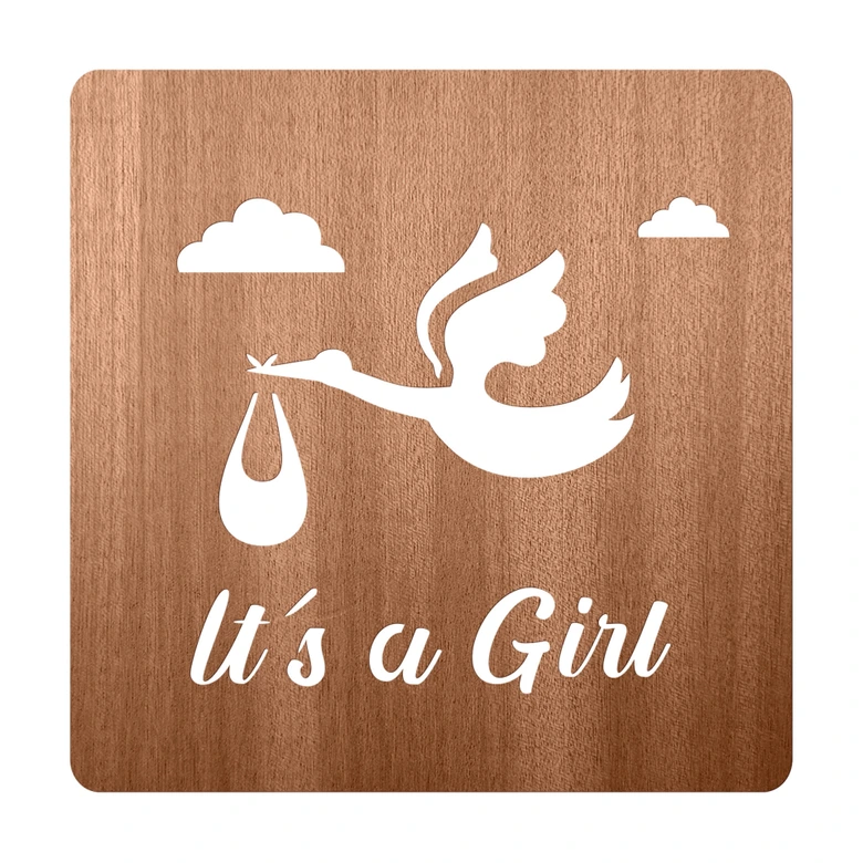 Holz-Deko Baby - It's a Girl - Mahagoni 
