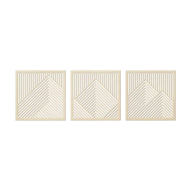 3D Wanddeko Berg Landschaft Wandpaneele Holz Motiv geometrisch (3-teilig) - Pappelholz 