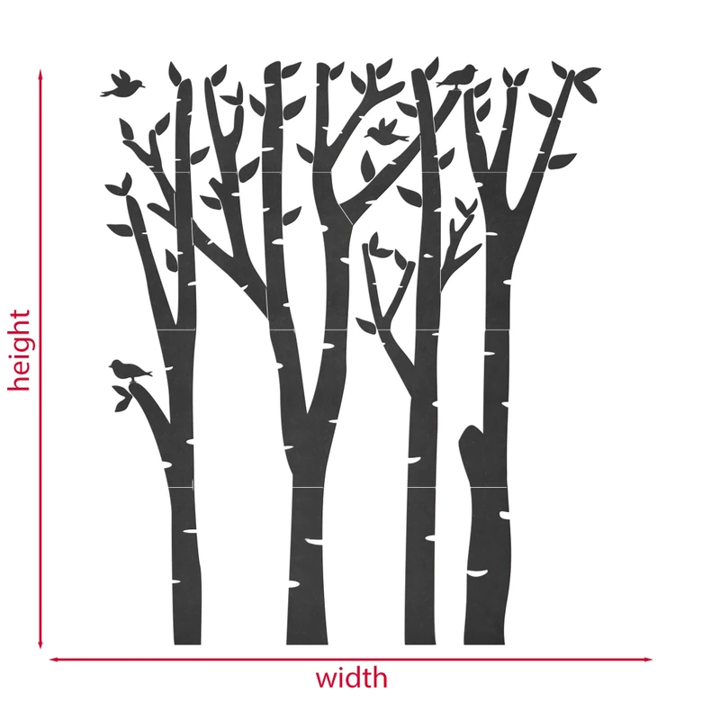 MDF Decoration Birch Trees and Birds 