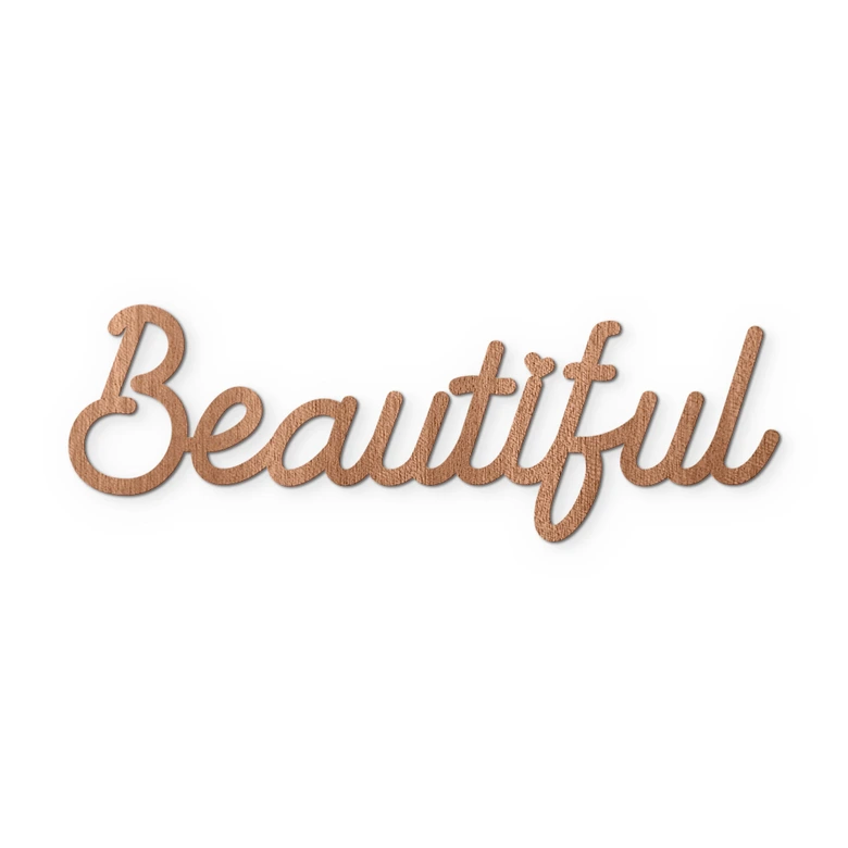 écriture 3D Beautiful - Décoration murale en bois d'acajou 