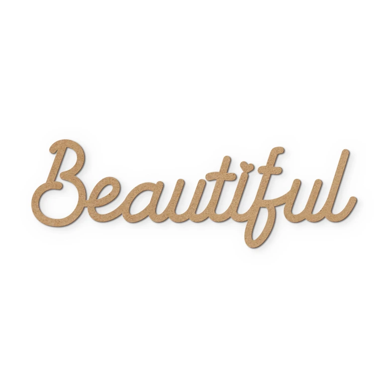 3D lettering Beautiful - wall decoration made of natural MDF 