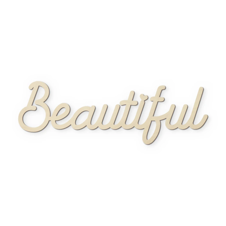écriture 3D Beautiful - Décoration murale en bois de peuplier 