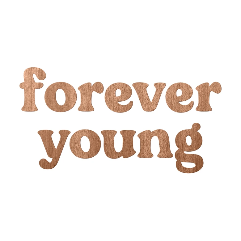 Decoración de pared Saying Forever young - Decoración en madera caoba 
