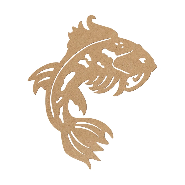 Holzdeko Japanischer Koi - MDF Natur 