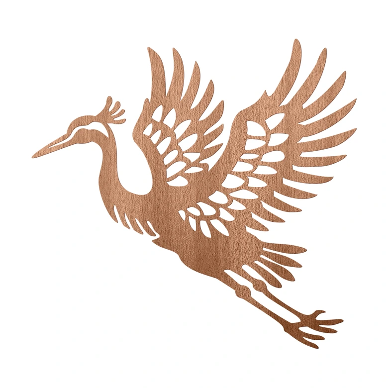 Holzdeko Kranich - eleganter Vogel - Mahagoni 
