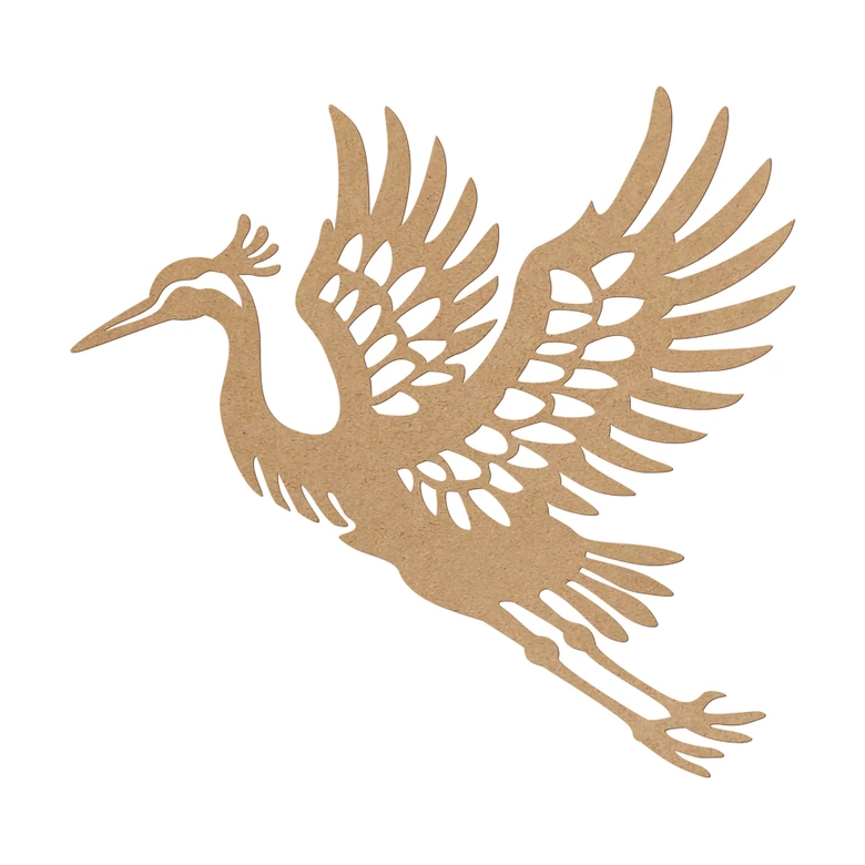 Wanddeko Kranich - eleganter Vogel - MDF Natur 