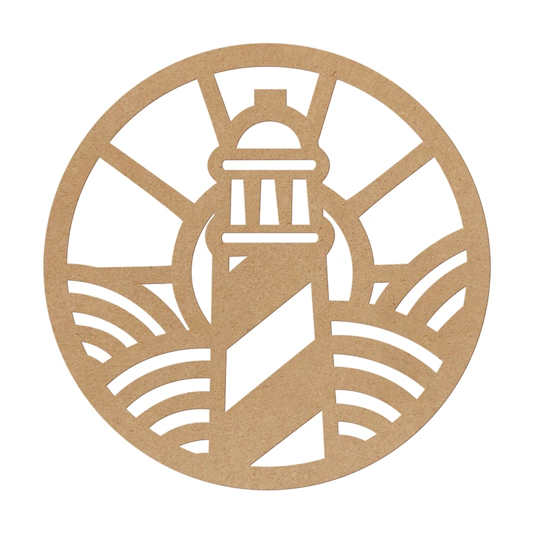 Väggdekoration fyr - MDF natur - rund 