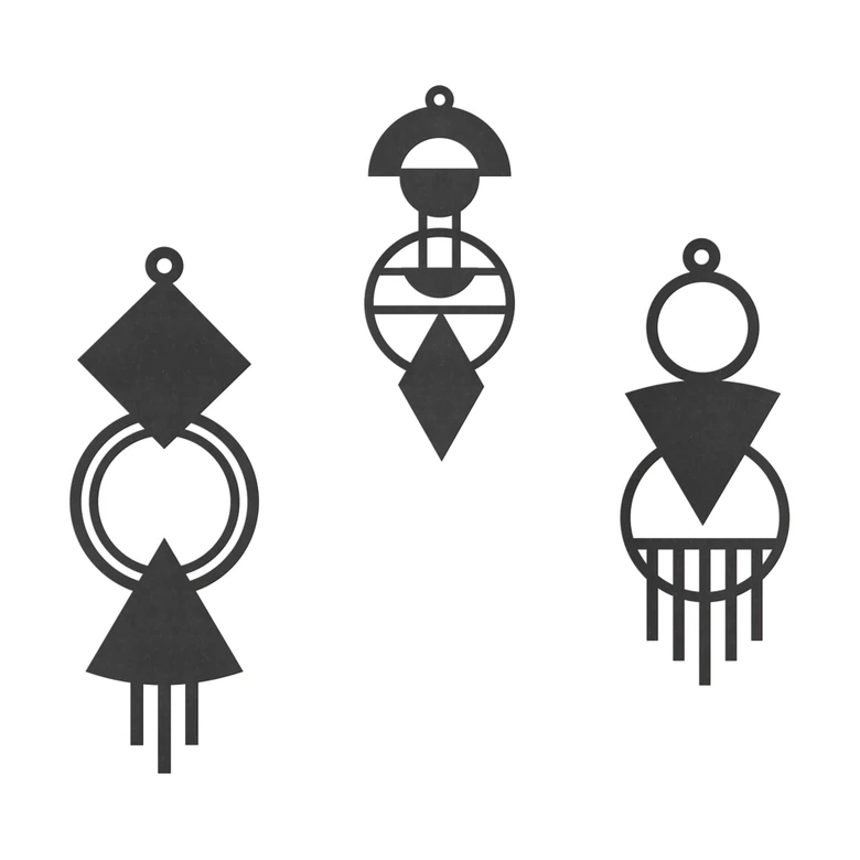 Väggdekorationer i trä - Macrame - geometrisk 
