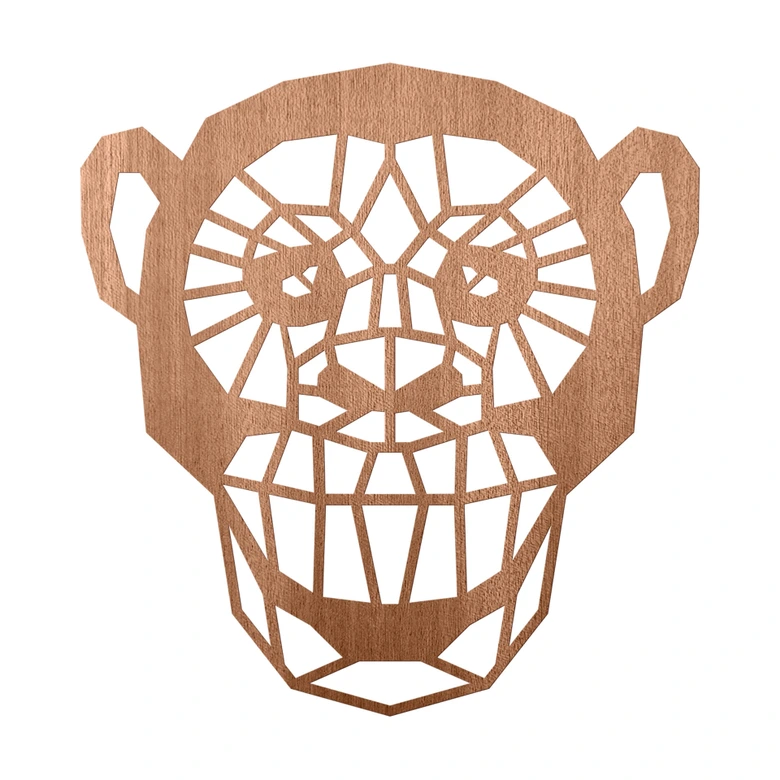 Arte en madera de caoba - Mono origami 