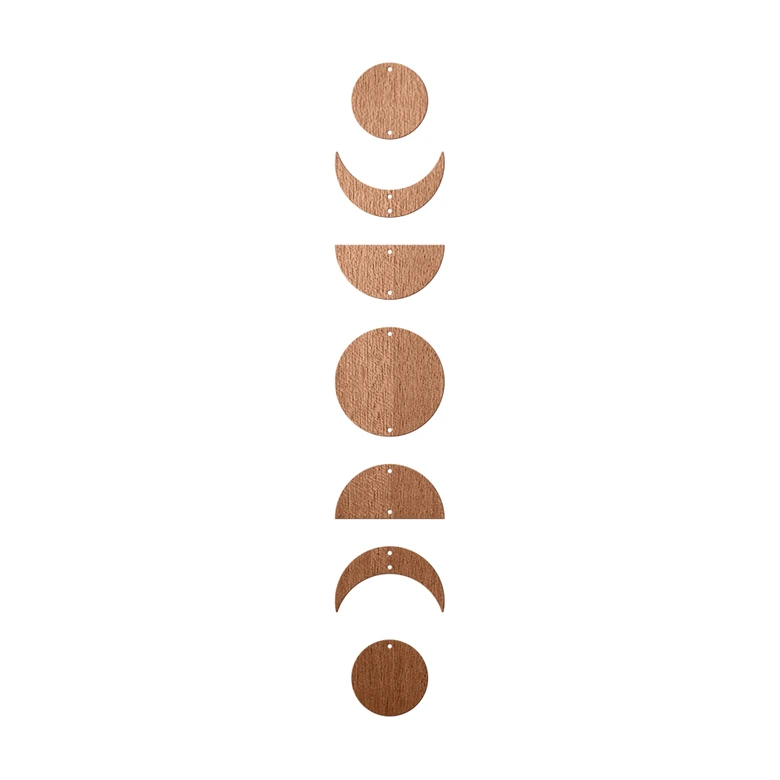 Wanddekoration aus Holz Mondphasen - Mahagoniholz (7-teilig) 