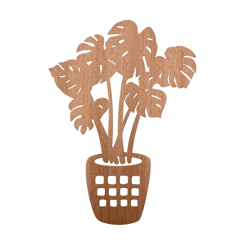 Holzdeko Monstera Pflanze - Mahagoni 