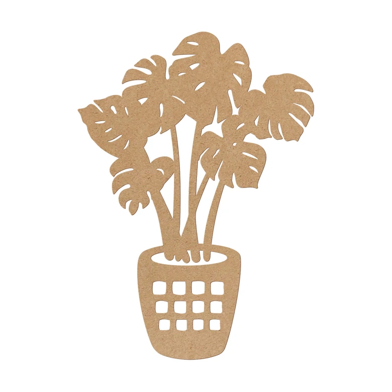 Wanddeko Monstera Pflanze - MDF Natur 
