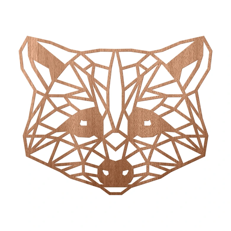 Arte en madera de caoba - Origami mapache 