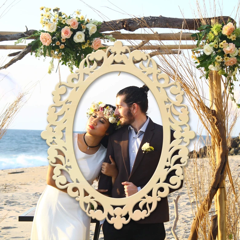 Dekoracja drewniana topola - ramka na zdjęcia XXL barokowa 