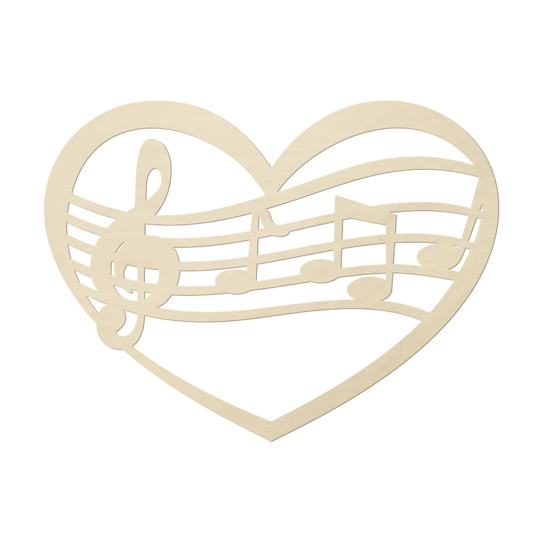 Arte en madera de álamo - Música corazón 