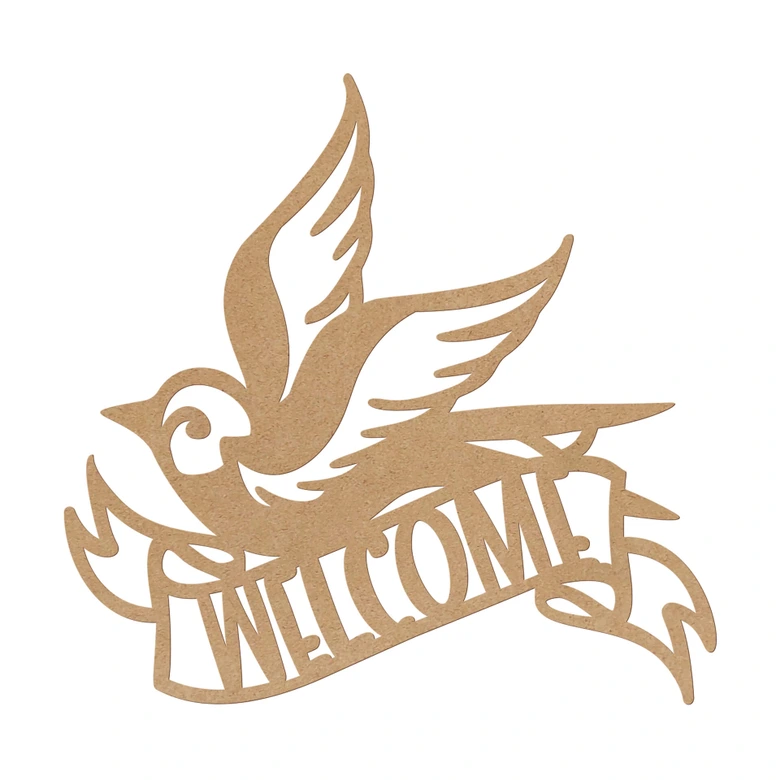Décoration en bois MDF Welcome - Oiseau  