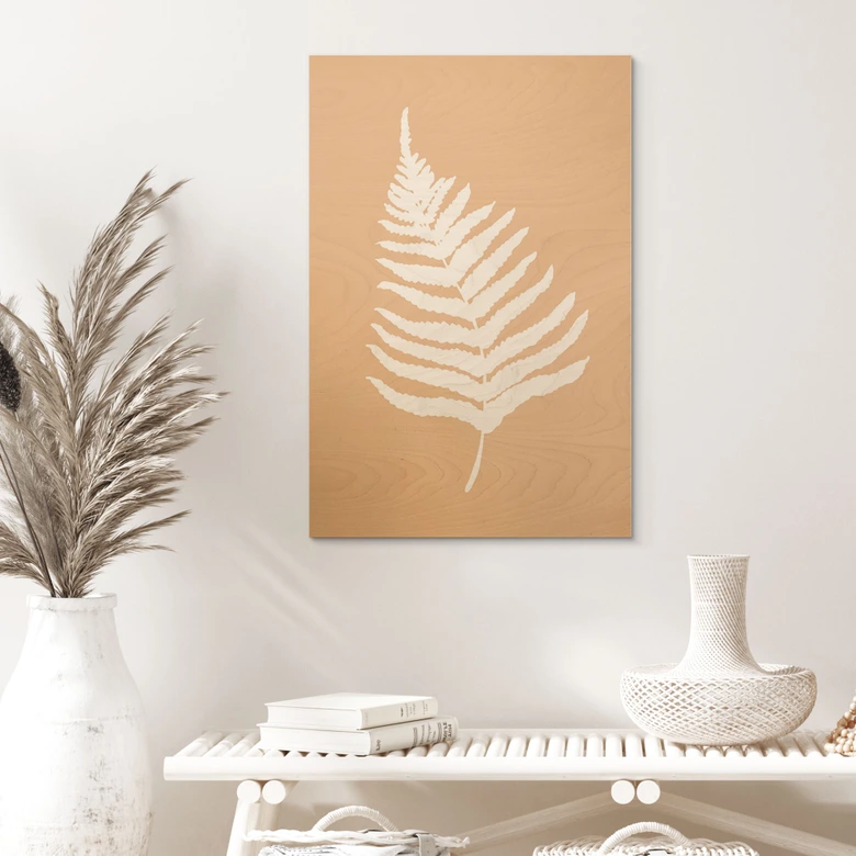 Houten Poster Silhouet van varenblad - 1X Studio 