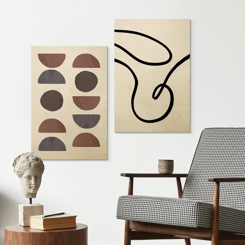 Houten Poster 1X Studio - Curvy Abstraction 