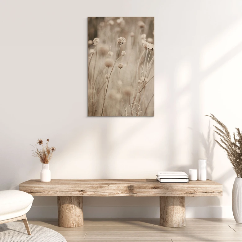 Holzbild Getrocknete Blüten in sanften Tönen - Annie 