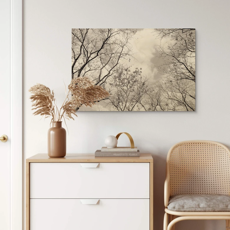 Holzbild Baumkronen im Himmel 