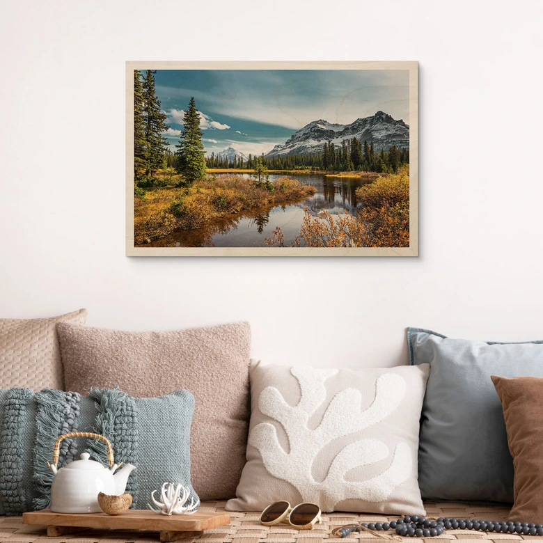 Holzbild Berg-Idylle am zauberhaften Kiefernwald 