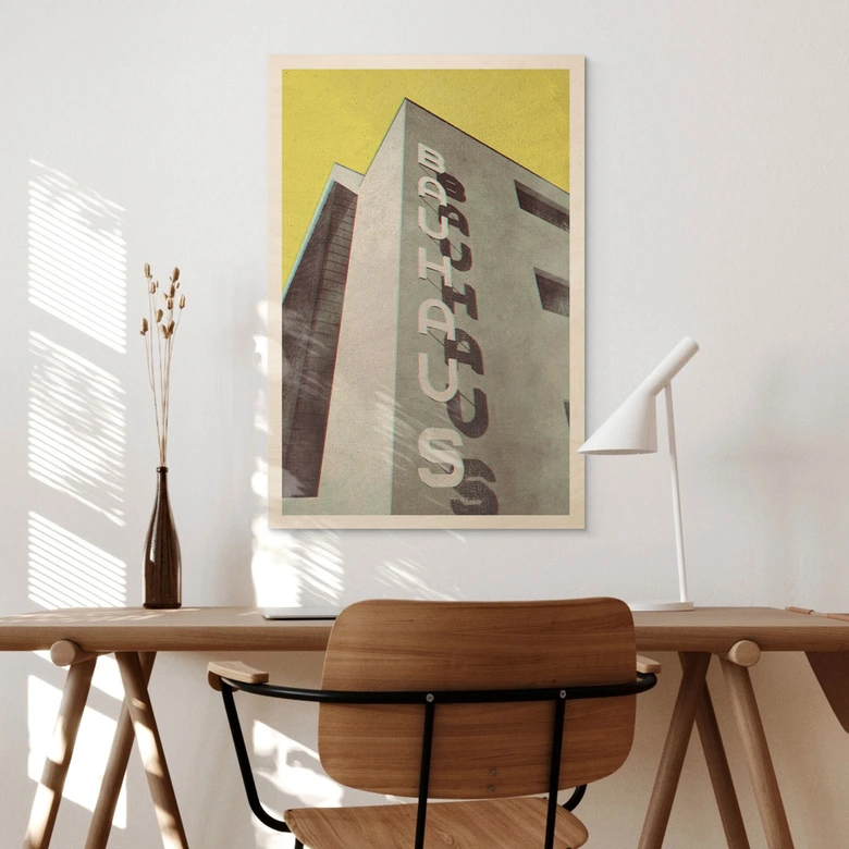 Träposter vintage Bauhaus Dessau arkitektur - Blursbyai 