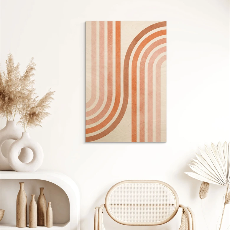 Holzbild Fließende Geometrie im Retro-Look - Costa 