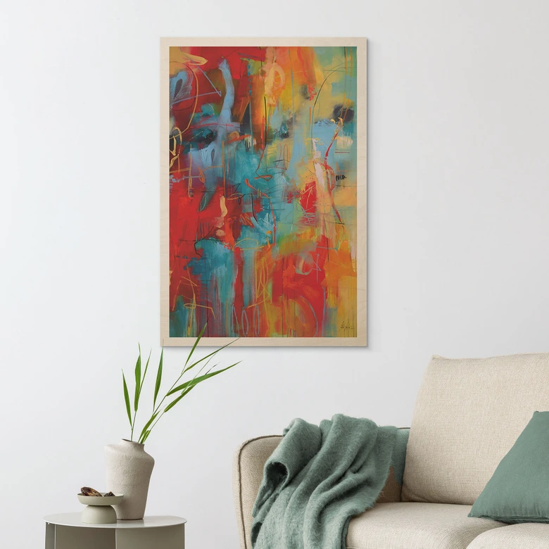 Tableau sur bois Chaos coloré - Fedrau 