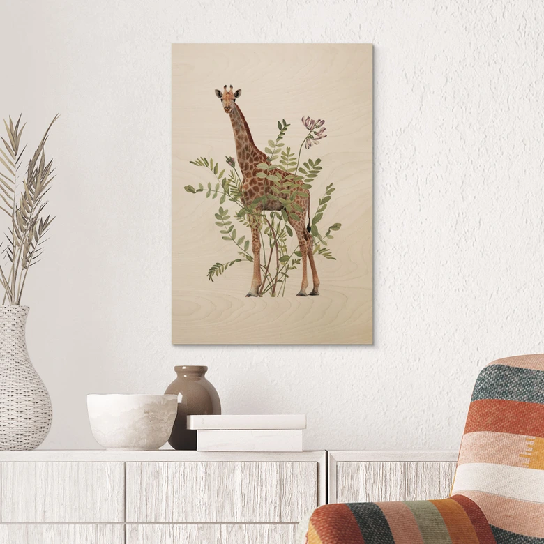 Holzbild Florale Giraffe - Frida Floral Studio 