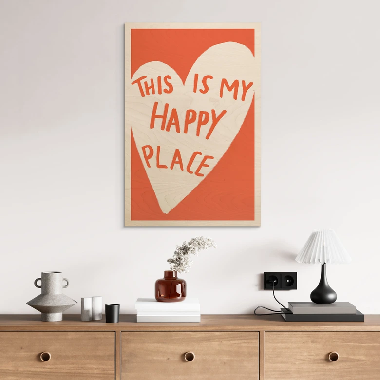 Tableau sur bois This is my happy place avec coeur - Fritsch 