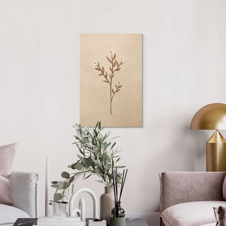 Holzbild Blumen Illustration - Vergissmeinnicht - Goed Blauw 