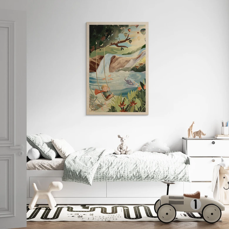 Holzbild Schaukeln in der Natur-Oase - Goed Blauw 