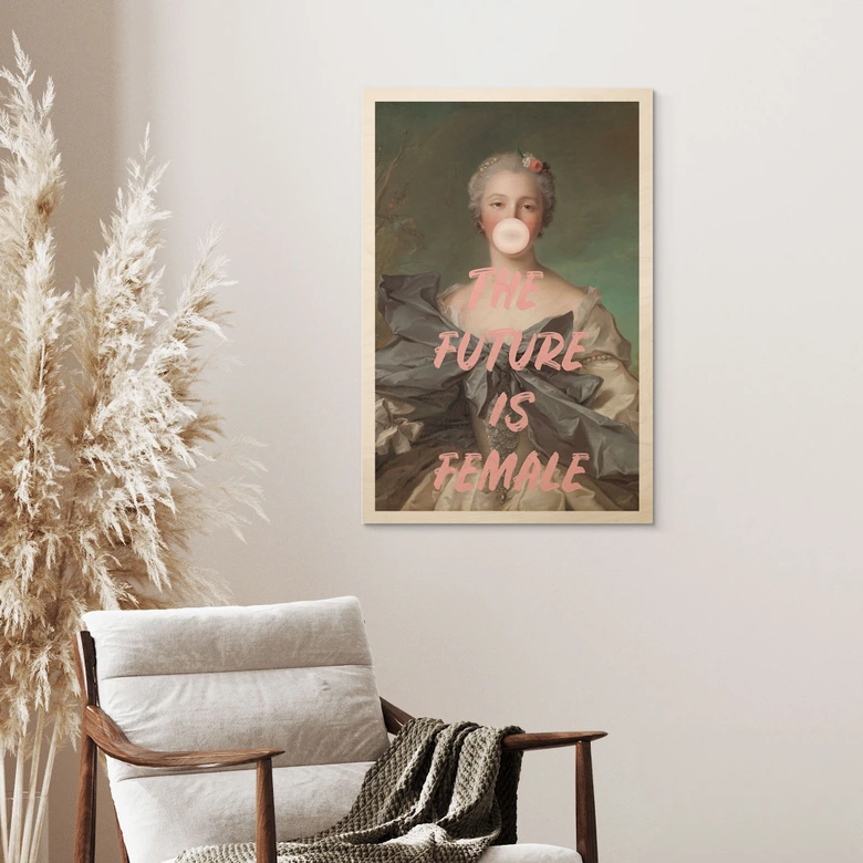 Holzbild Die Zukunft ist weiblich - Grace Digital Art 