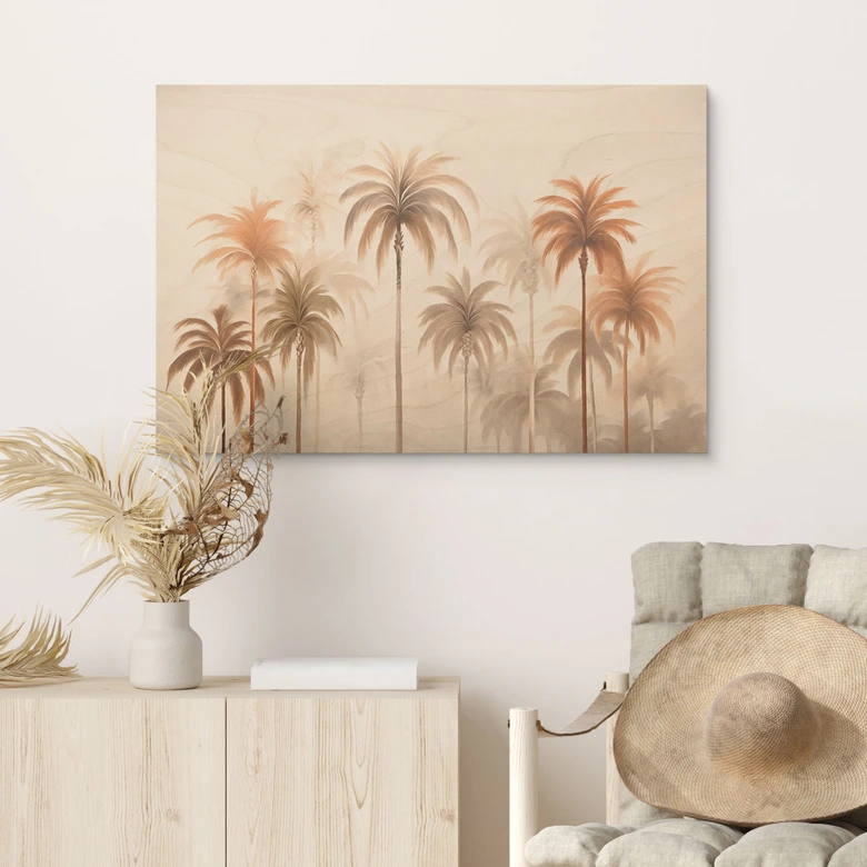 Holzbild Tropische Landschaft mit Palmen - Haase 