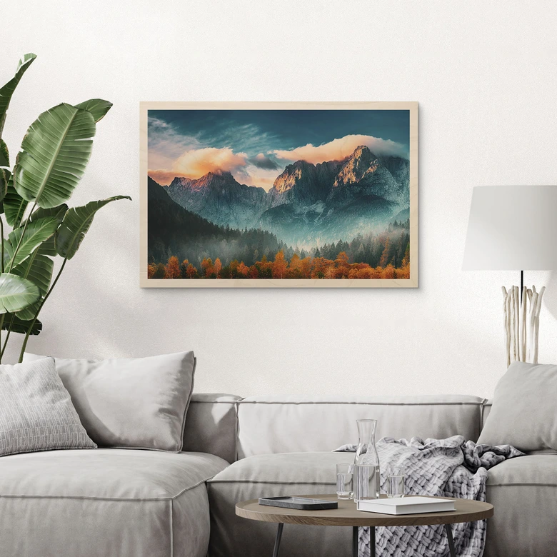 Houten Poster - Herfstlandschap op de top van Triglav in de Julische Alpen 