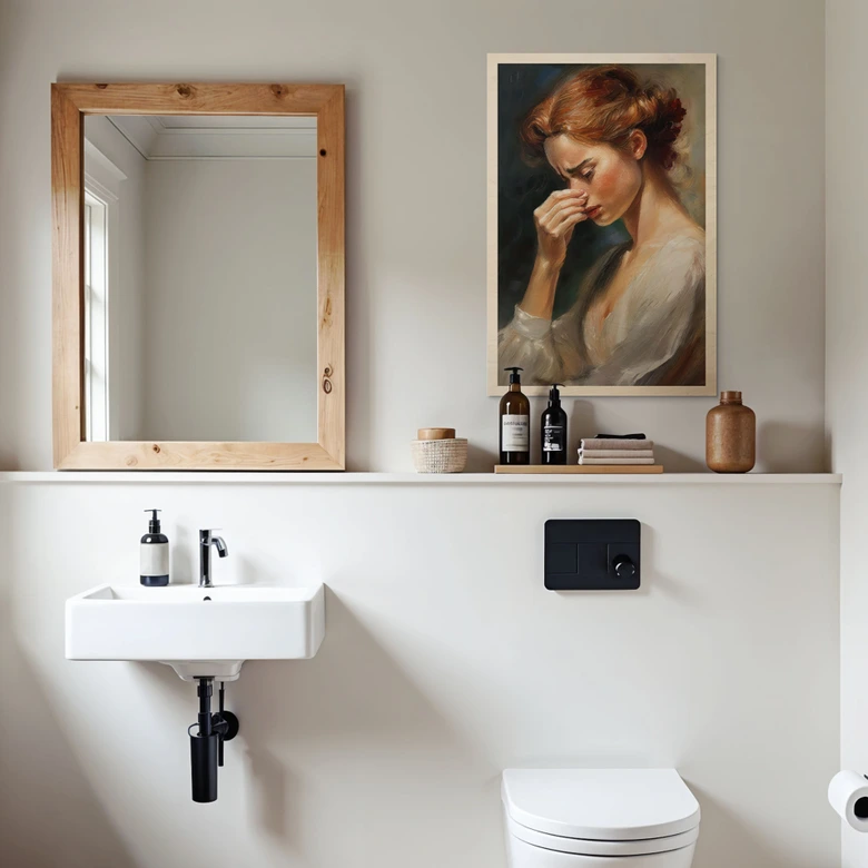 Holzbild Humorvolle Vintage-Deko fürs WC 