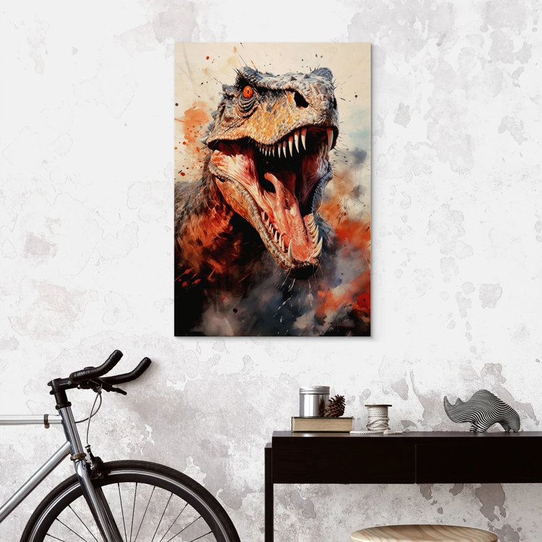 Holzbild T-Rex: Das wilde Gesicht der Urzeit - Jaszke 