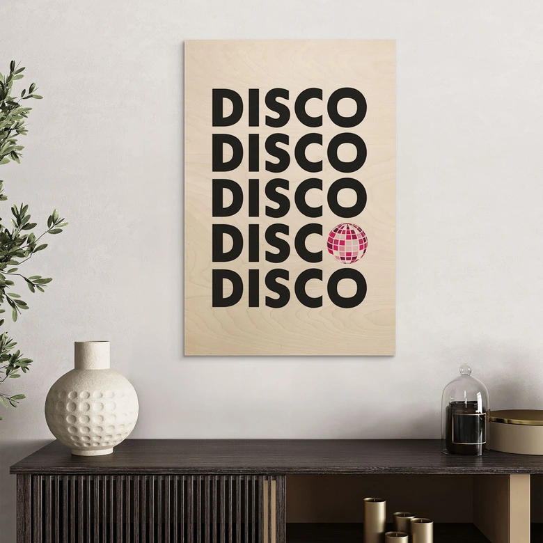 Holzbild Retro Disco Vibes Typografie - Kerr-Dineen 