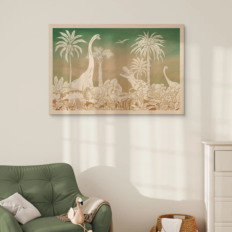 Holzbild Abenteuerreise zu den Dinosauriern - Ombre - Kikki Belle 