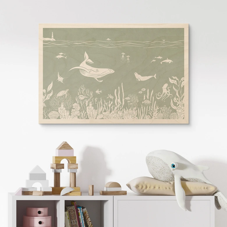 Houten Wanddecoratie Koraalrif en zeedieren - Een reis in het groen - Kikki Belle 