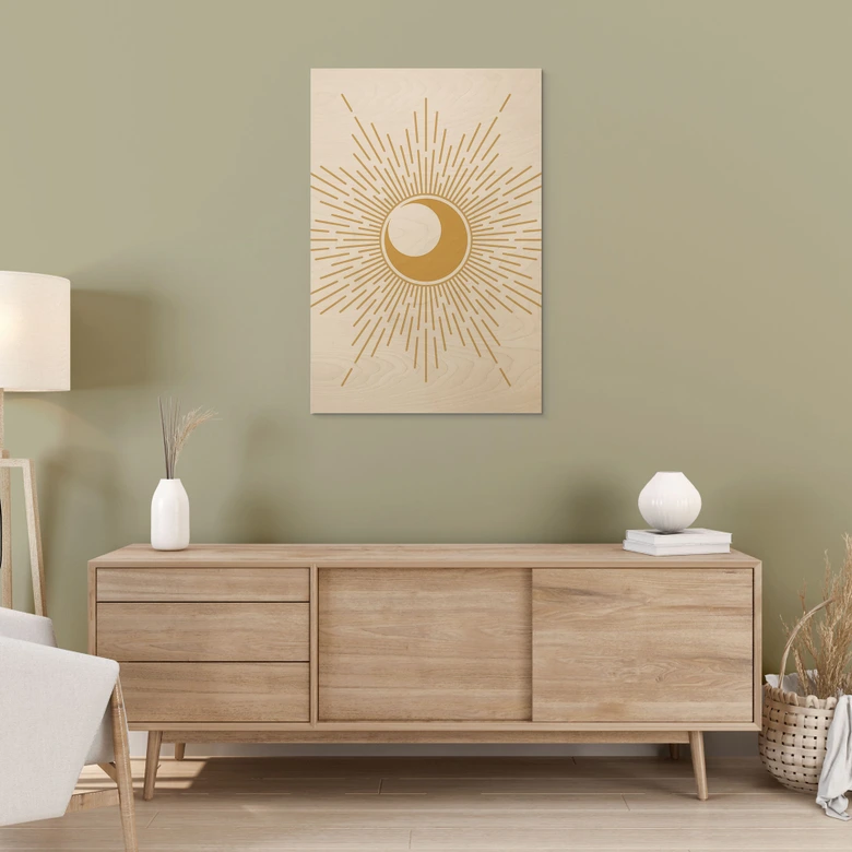 Tableau sur bois Rayons de soleil dorés - KsanaKalpa 