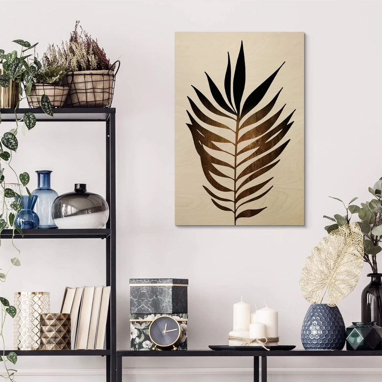 Kubistika Träposter - blad i guld 